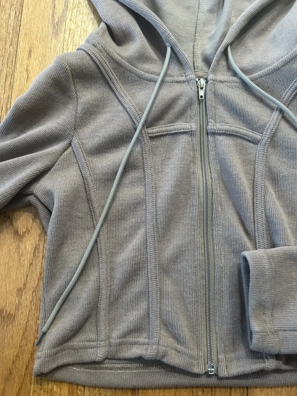 Womens Zip-Up Hooded Jacket in Taupe Medium- Dazy